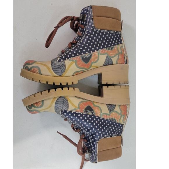 Goby Boots Womens Size 38 (7.5) Boho Retro Ankle Boot Floral Leather Fun Boots - Picture 5 of 9